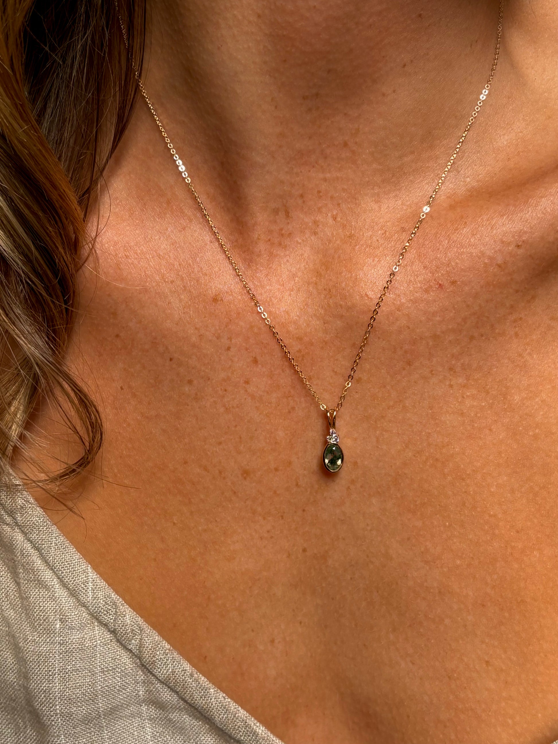 Aurora Necklace in Moss Agate