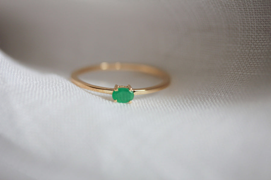 Mini Gem Stacking Ring in Emerald
