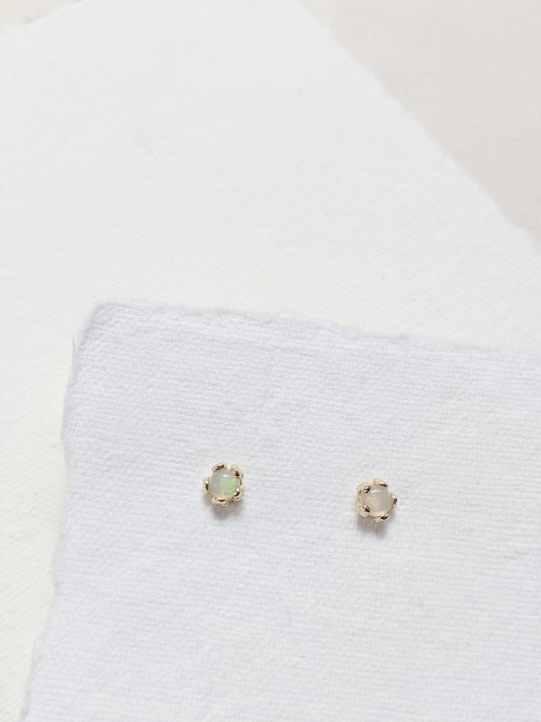 Tiny Opal Flower Studs