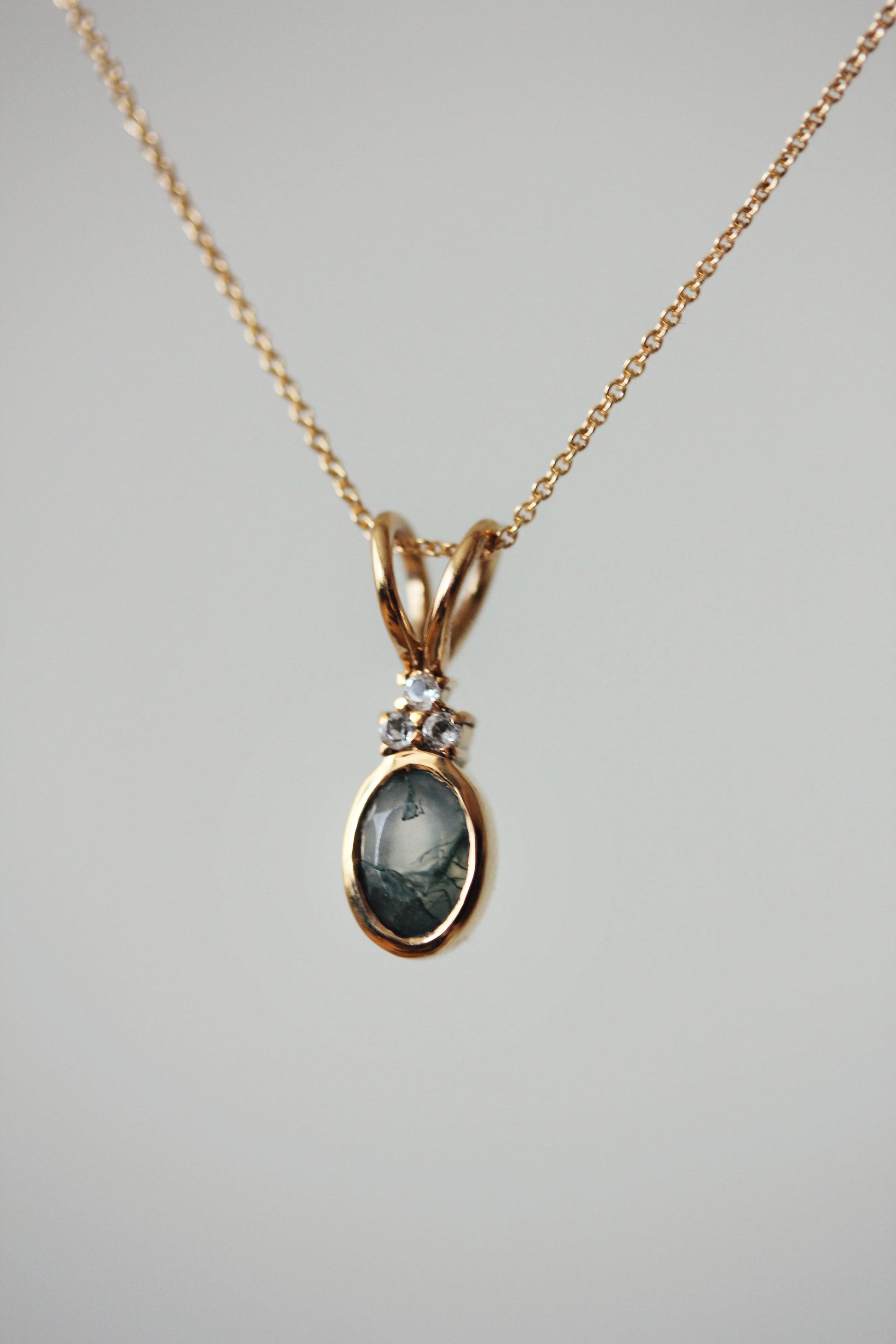 Aurora Necklace in Moss Agate