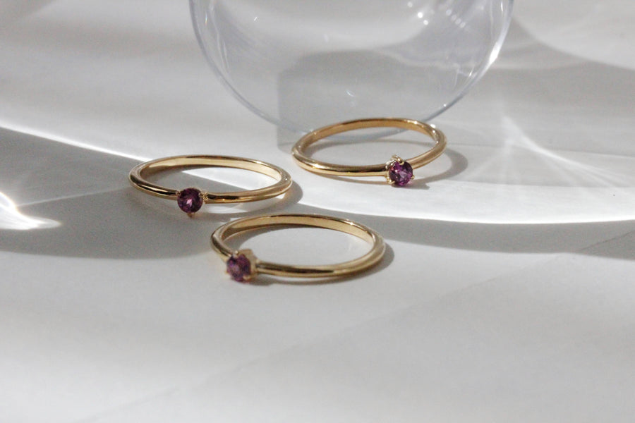 Tiny Pink Garnet Stacking Ring