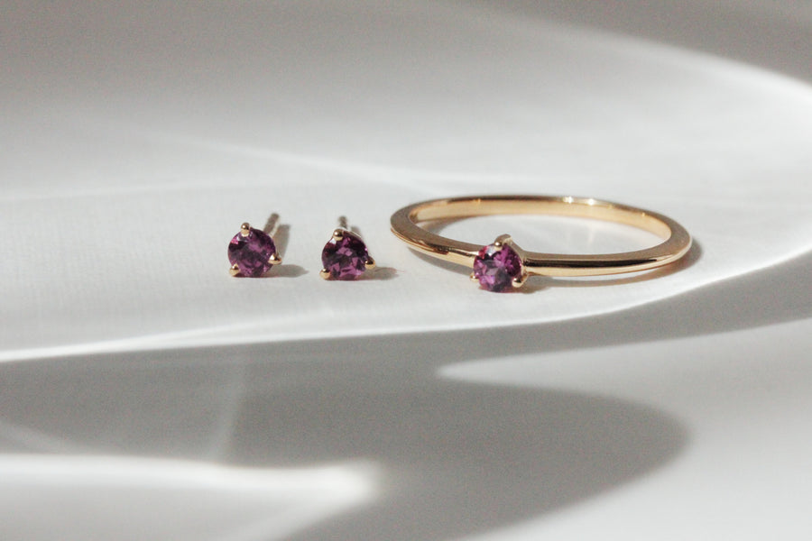 Tiny Pink Garnet Stacking Ring