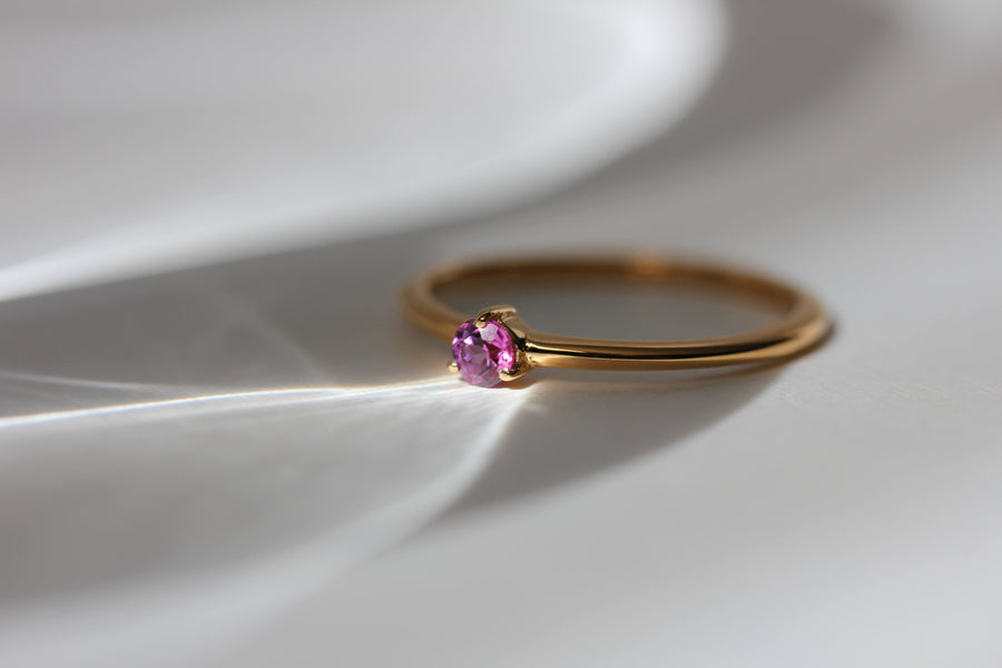 Tiny Pink Garnet Stacking Ring
