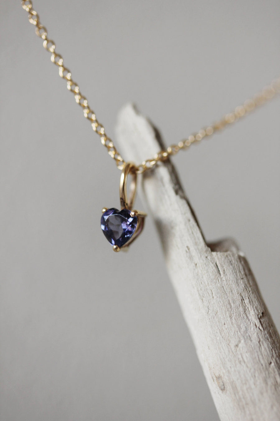 Tiny Iolite Heart Necklace