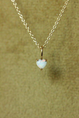 Tiny Opal Heart Necklace