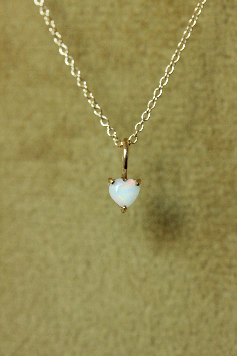 Tiny Opal Heart Necklace