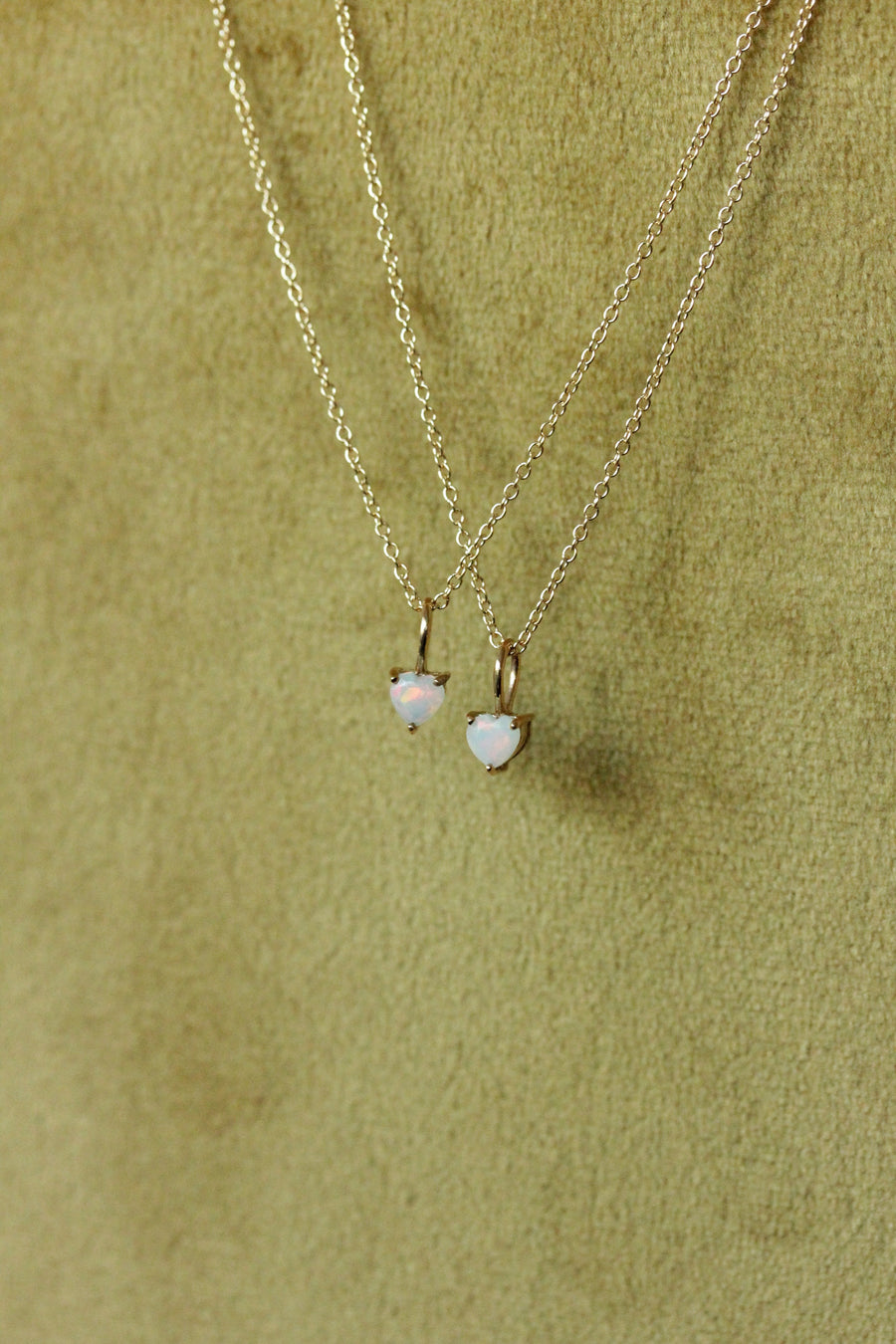 Tiny Opal Heart Necklace