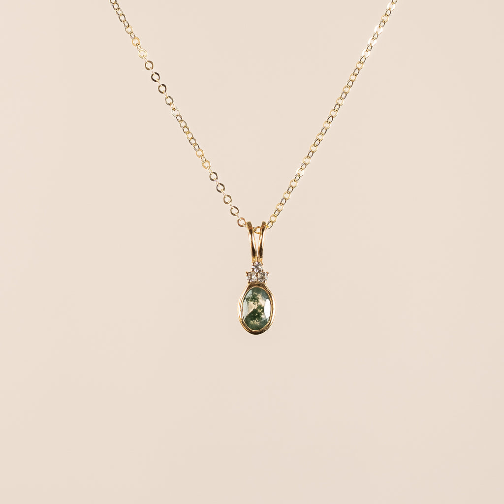 Aurora Necklace in Moss Agate