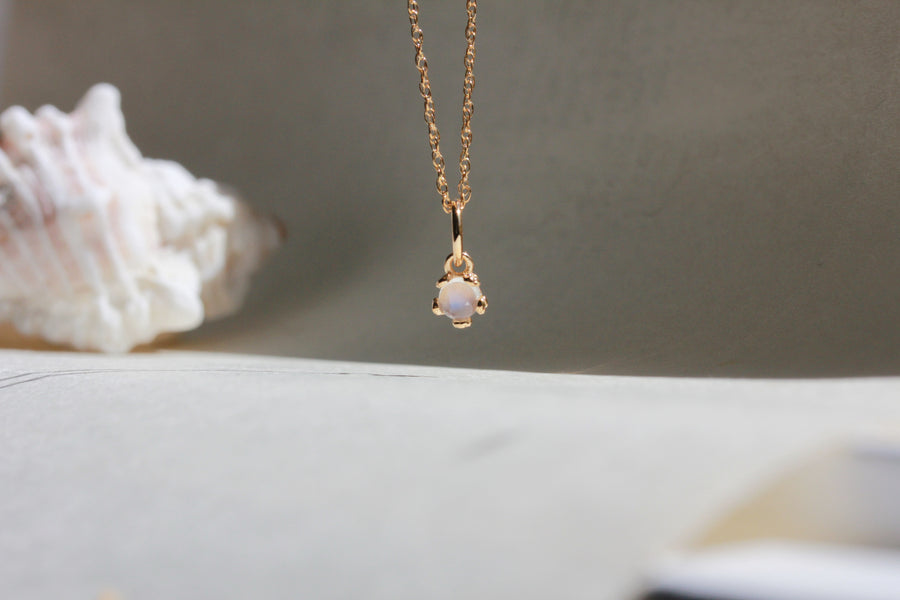 Tiny Moonstone Flower Necklace