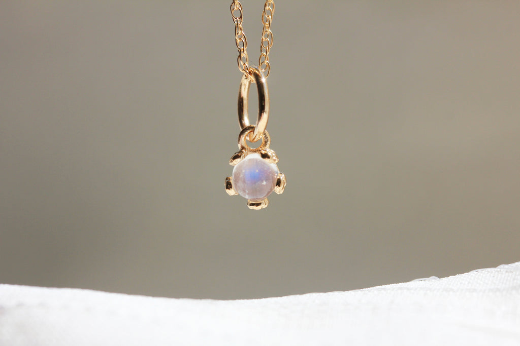 Tiny Moonstone Flower Necklace