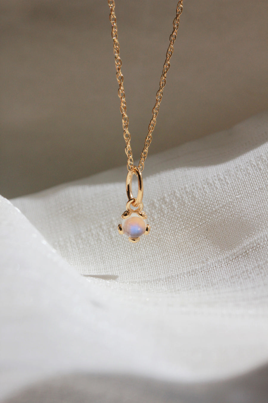 Tiny Moonstone Flower Necklace