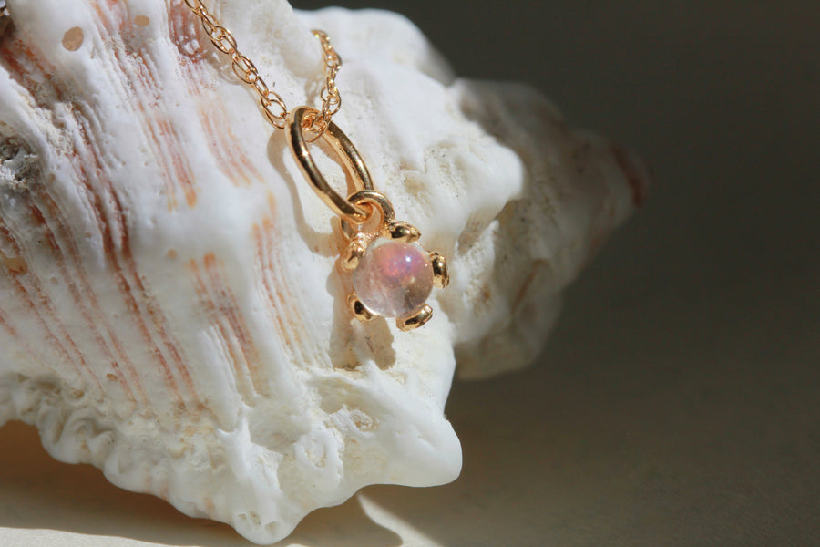 Tiny Moonstone Flower Necklace