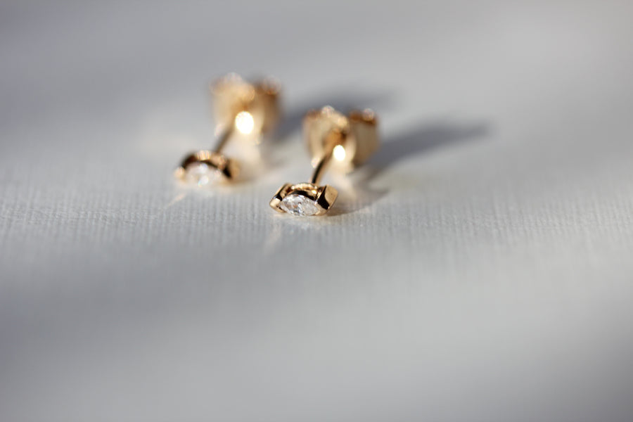 Solid Gold Tiniest Marquise Studs