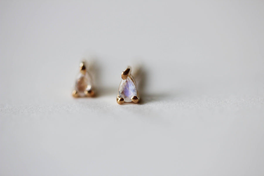 Tiniest Moonstone Teardrop Studs