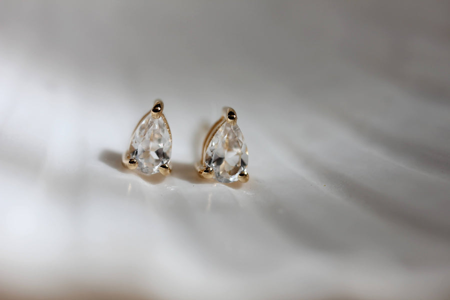 White Topaz Pear Studs