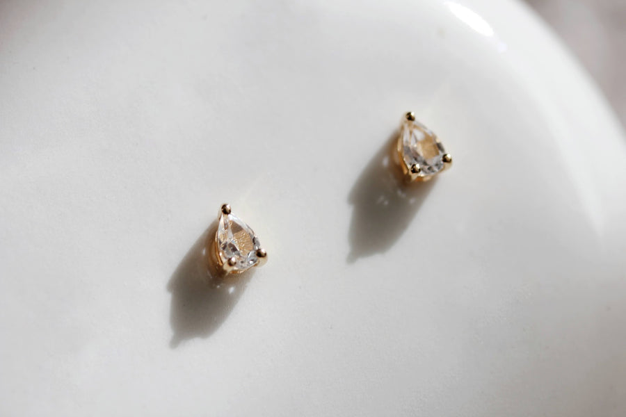 White Topaz Pear Studs