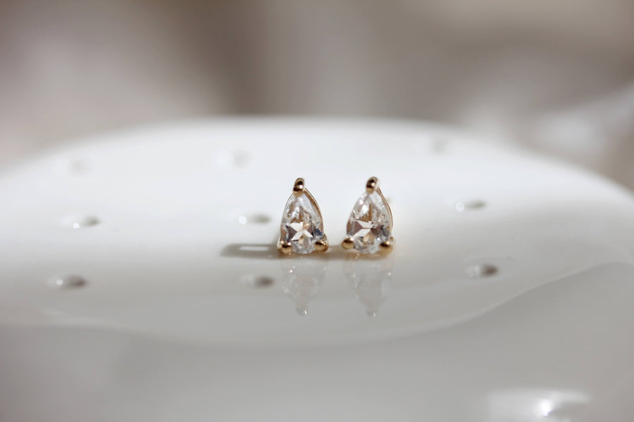 White Topaz Pear Studs