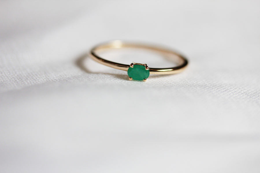 Mini Gem Stacking Ring in Emerald