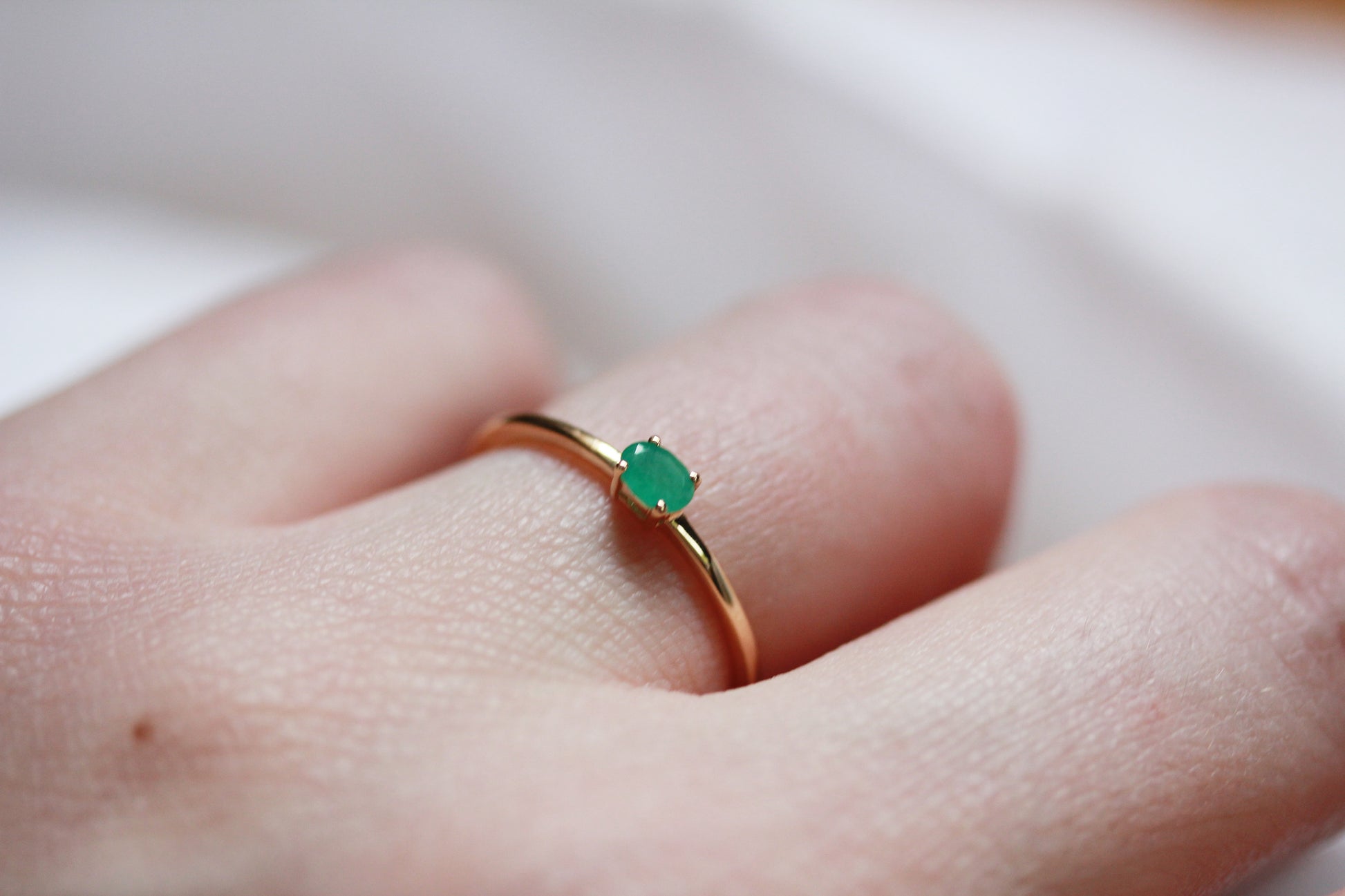 Small Emerald Rings Mini Gem Stacking Ring In Emerald – Little Gold