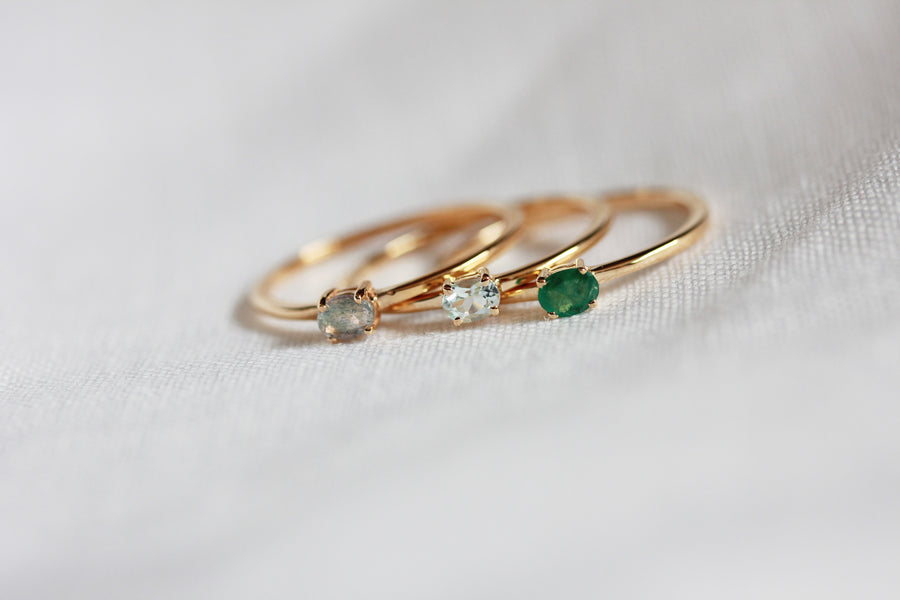 Mini Gem Stacking Ring in Aquamarine