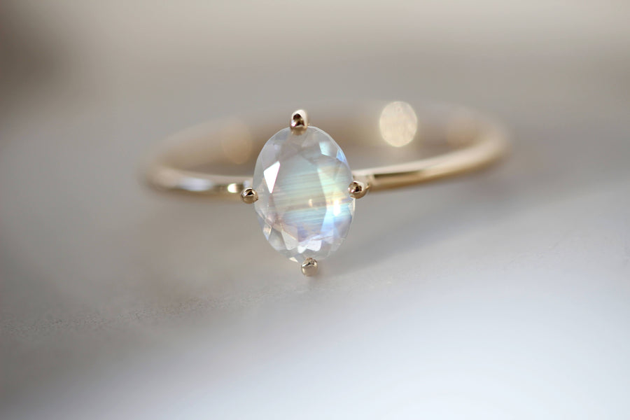 Ava Dream Ring in Rainbow Moonstone