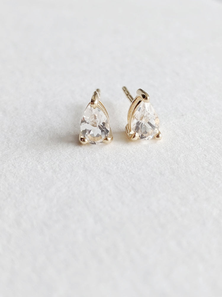 White Topaz Pear Studs